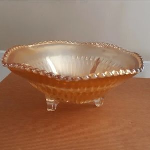 Vintage orange glass candy dish 3X6''